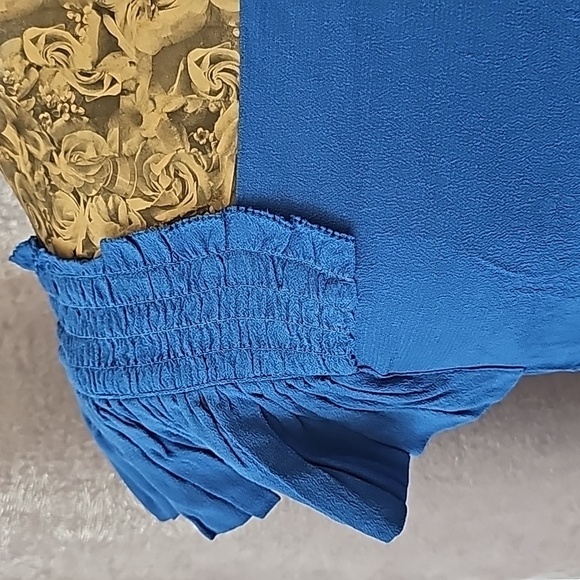 NWT Anthropologie Maeve Light Blue Epaulet Ruffle Top - Size 0 - Ruffle Sleeve D - Picture 2 of 5